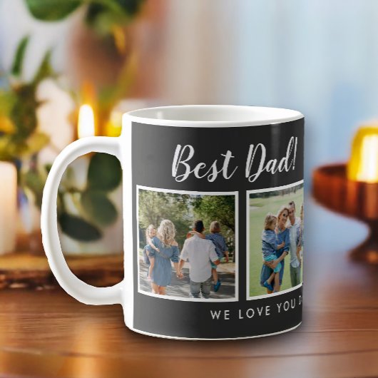 Mug Meilleur papa ! Photos Collage Message gris foncé