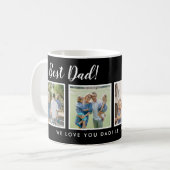 Mug Meilleur papa ! Photos Collage message noir (Devant gauche)
