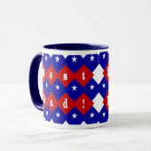Mug Meilleur papa Stars & Diamonds Typographie Rouge & (Devant gauche)