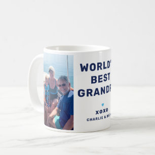 Mug Meilleur Papi du Monde Moderne Bleu Marine Deux Ph