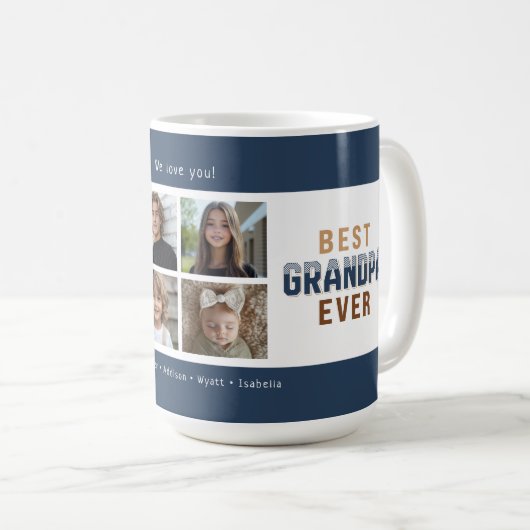 Mug Meilleur Papy Ever 4 Collage Photo (Devant droit)