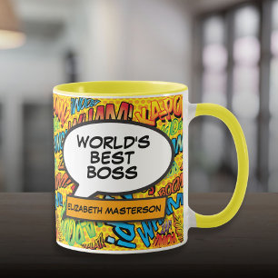 Mug Meilleur patron jamais Retro Pop Art Bande dessiné