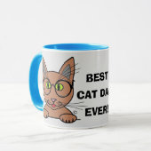 Mug Meilleur Père Chat Jamais ! Chat de dessin avec lu (Devant gauche)