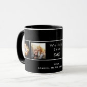 Mug Meilleur père famille photo collage noir (Devant gauche)
