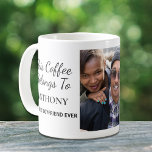 Mug Meilleur Petit Amis Jamais Photo Personnalisée<br><div class="desc">Offrez au meilleur petit ami un cadeau amusant avec cette tasse photo personnalisée. Personnalisez facilement votre photo préférée. Vous pouvez personnaliser "This Coffee Belongs to" à sa boisson préférée (p. ex., thé, boisson, etc.) et "Best Boyfriend Ever" à quelque chose de semblable en longueur. Vous pouvez également ajouter votre nom...</div>