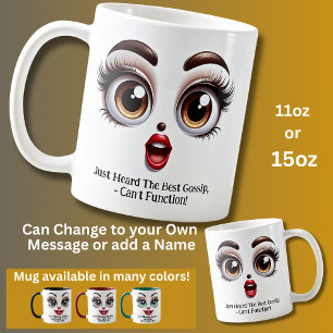 Mug Meilleur potin, visage drôle aux yeux fabuleux