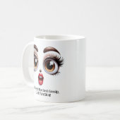 Mug Meilleur potin, visage drôle aux yeux fabuleux (Devant gauche)