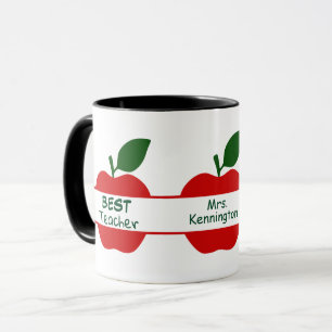 Mug Meilleur professeur rouge d'Apple personnalisé