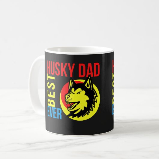 Mug Meilleur Sibérie Husky Papa Jamais, Chien Papa Cad (Devant gauche)