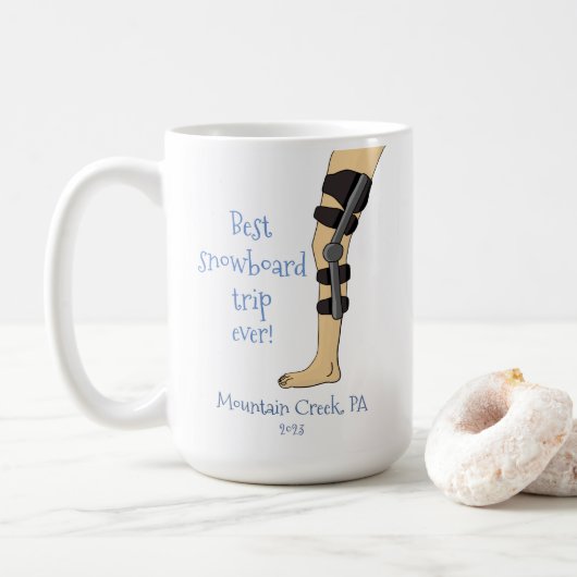 Mug Meilleur Snowboard Trip Ever Drôle bracelet genou (Avec donut)