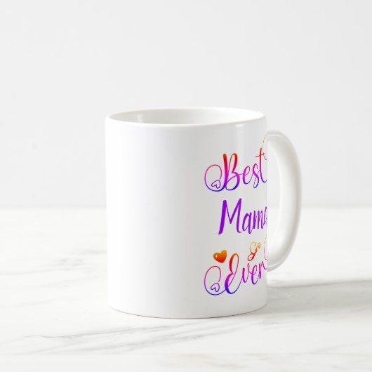 Mug Meilleur Texte Jamais Typographie Script Couleurs  (Devant droit)