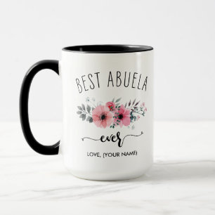 Mug Meilleure Abuela Jamais - (VOTRE NOM) Bouquet Rose