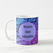 Mug Meilleure Babysitter du monde Neon Merci bleu rose (Gauche)