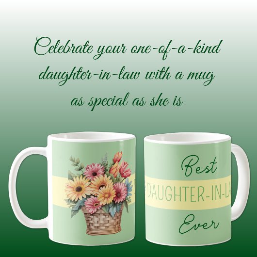 Mug Meilleure belle-fille jamais fleurs gerbera vert