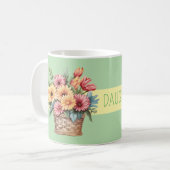 Mug Meilleure belle-fille jamais gerbera fleurs vertes (Devant gauche)