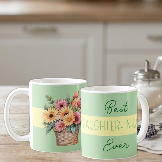 Mug Meilleure belle-fille jamais gerbera fleurs vertes