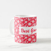 Mug Meilleure croix de grand-mère look rouge blanc flo (Devant gauche)