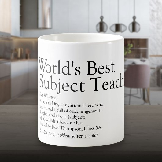 Mug Meilleure définition d'enseignant personnalisée au