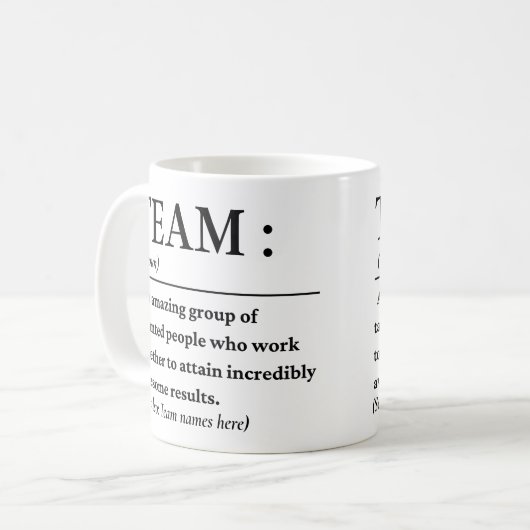 Mug Meilleure équipe de définition d'équipe (Devant gauche)