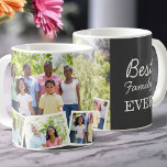 Mug Meilleure famille Ever 4 photo Collage gris<br><div class="desc">Personnalisez cette tasse à café "best family ever" avec 4 de vos photos de famille préférées. Le modèle est prêt pour vous à ajouter 4 photos - une photo principale pour l'arrière - plan et 3 photos qui seront disposées dans une bande photo zig-zag en bas. Le design est sur...</div>