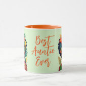 Mug Meilleure femme noire, Fleurs tropicales et perroq (Centre)