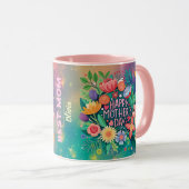 Mug Meilleure Fête de la Mère cadeau personnalisé nom  (Devant droit)