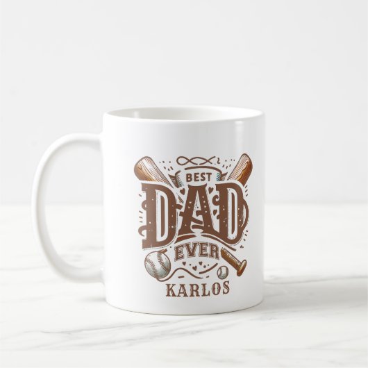 Mug Meilleure Fête des pères de baseball papa (Gauche)