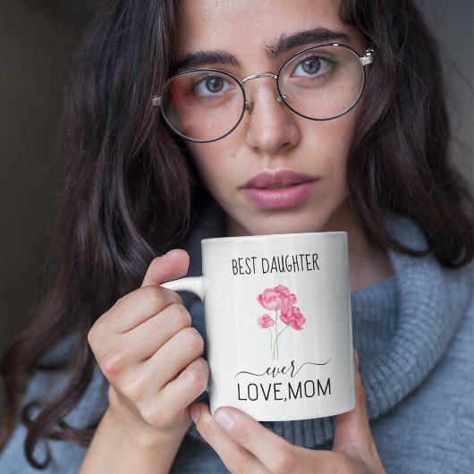 Mug Meilleure fille jamais | Jolies fleurs roses