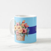 Mug Meilleure fille que jamais gerbera fleurs bleues (Devant gauche)