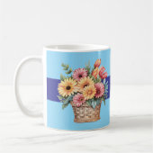 Mug Meilleure fille que jamais gerbera fleurs bleues (Gauche)