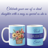 Mug Meilleure fille que jamais gerbera fleurs bleues