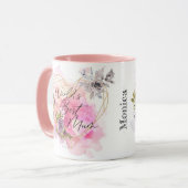 Mug Meilleure fleur de coeur MUM du monde nom personna (Devant gauche)