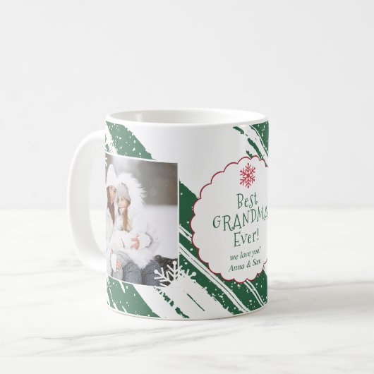 Mug Meilleure grand-mère 5 photos Fils de Noël vert (Devant gauche)