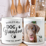 Mug Meilleure grand-mère de chien du monde Photo perso<br><div class="desc">La Grand-mère du meilleur chien du monde ... Surprenez votre grand-mère de chien préféré cette fête des mères, Noël ou son anniversaire avec cette super mignonne tasse photo personnalisée pour animaux de compagnie. Customisez cette tasse de grand-mère avec la photo préférée de votre chien, et son nom. Grand cadeau du...</div>