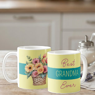 Mug Meilleure grand-mère jamais gerbera fleurs jaunes