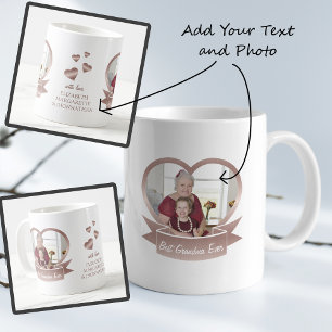 Mug Meilleure grand-mère jamais Rose Gold Heart Photo