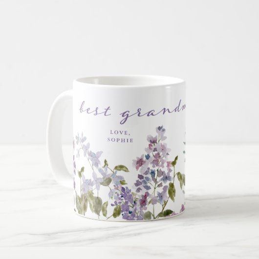Mug Meilleure grand-mère | Jolie Fleurs Lilac Violette (Devant gauche)