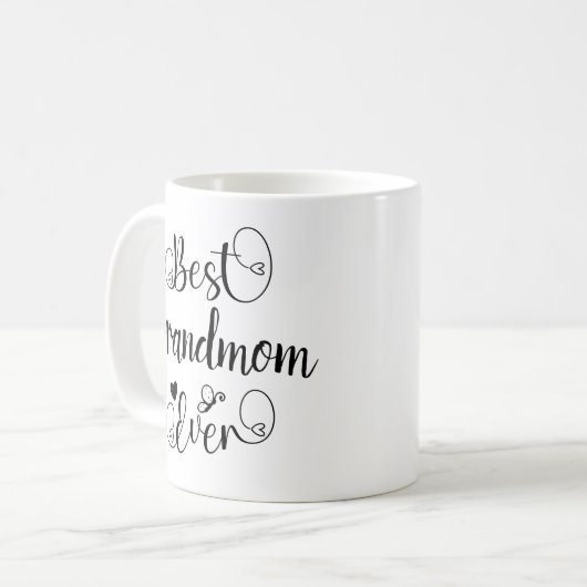Mug Meilleure grand-mère Jour de typographie Script Fê (Devant gauche)