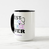 Mug Meilleure infirmière personnalisée d'école (Devant gauche)