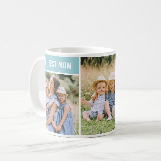 Mug Meilleure Maman Aqua Blue Mothers Day Photo Collag (Devant gauche)