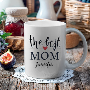 Mug Meilleure maman Aquarelle Rouge Nom du coeur