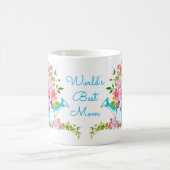 Mug Meilleure maman Bleu Rose Bleu Fleur Personnalisé (Centre)