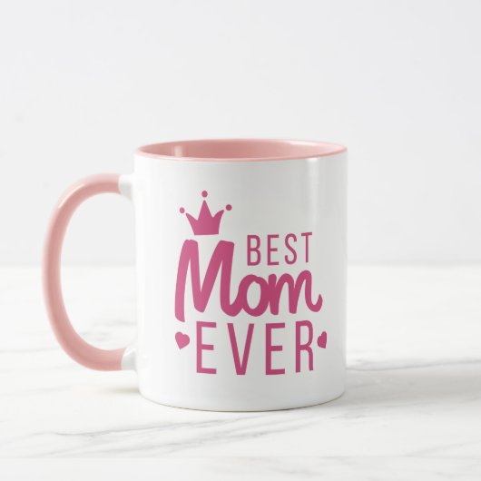 Mug Meilleure maman branchée jamais rose Typographie M (Gauche)