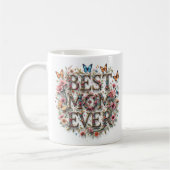 Mug Meilleure Maman Citer Des Papillons Belles Fleurs (Gauche)