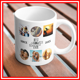 Mug Meilleure Maman Collage Photo Écriture Élégante Cœ