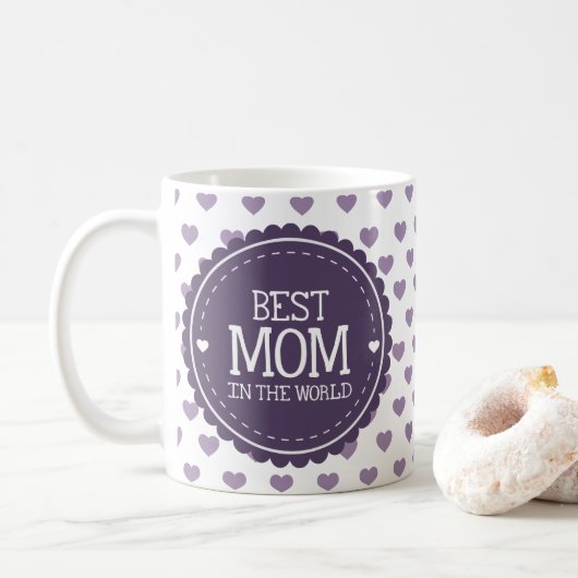 Mug Meilleure maman dans le monde Coeurs et Cercle vio (Avec donut)