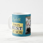 Mug Meilleure maman de chat 2 nom de photo bleu jaune (Devant gauche)
