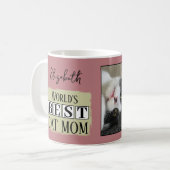 Mug Meilleure maman de chat 2 nom de photo rose vert (Devant gauche)