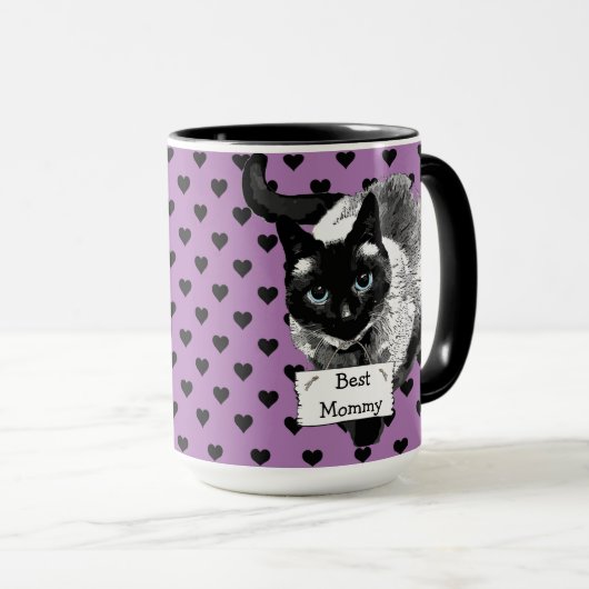 Mug "Meilleure maman de chat" Chat Siamese Lady Coffee (Devant droit)