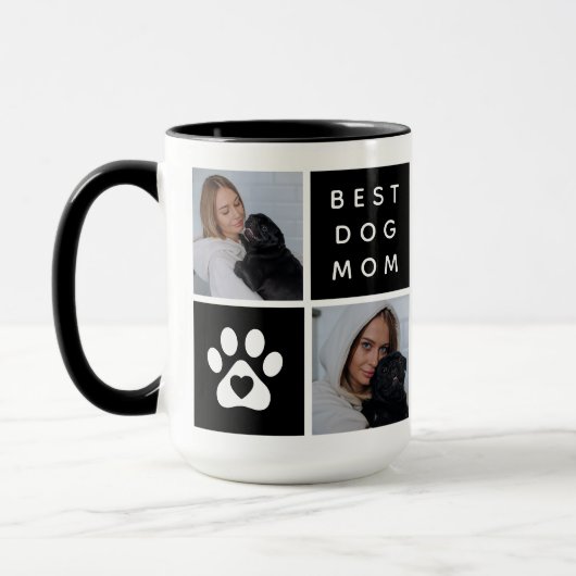 Mug Meilleure maman de chien 4 x Grille de collage pho (Gauche)